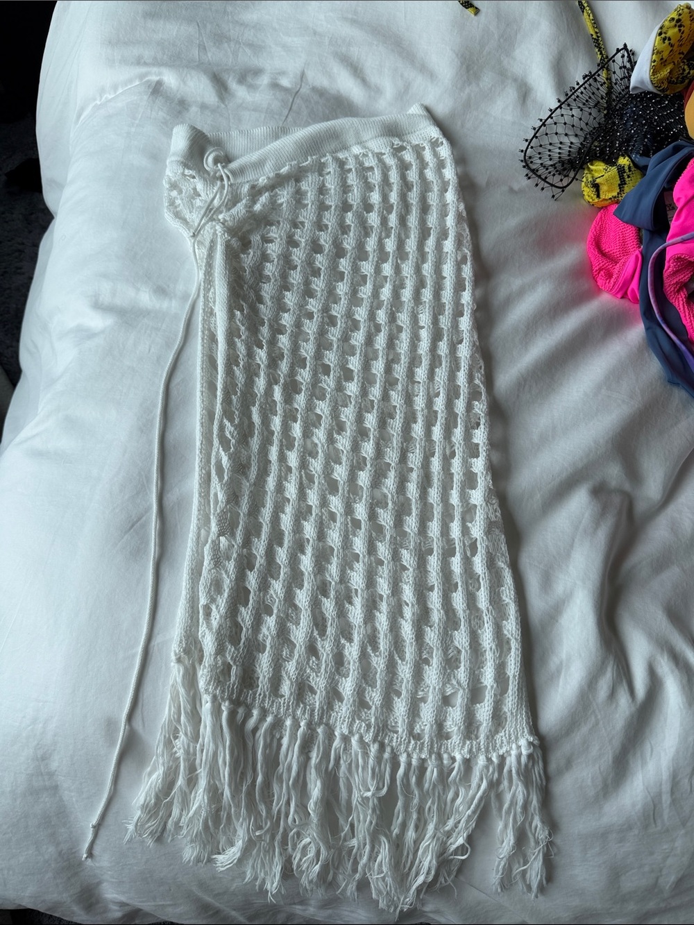 REVOLVE White Crochet Fringe Swim Coverup Skirt